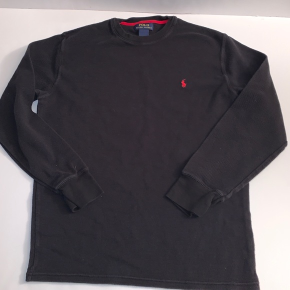 Polo Ralph Lauren Men’s Black with Red Horse Long Sleeve Shirt Size: Large EUC - Picture 1 of 4